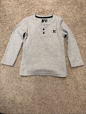 Hurley Light Gray Henley Long Sleeve Top - Kids